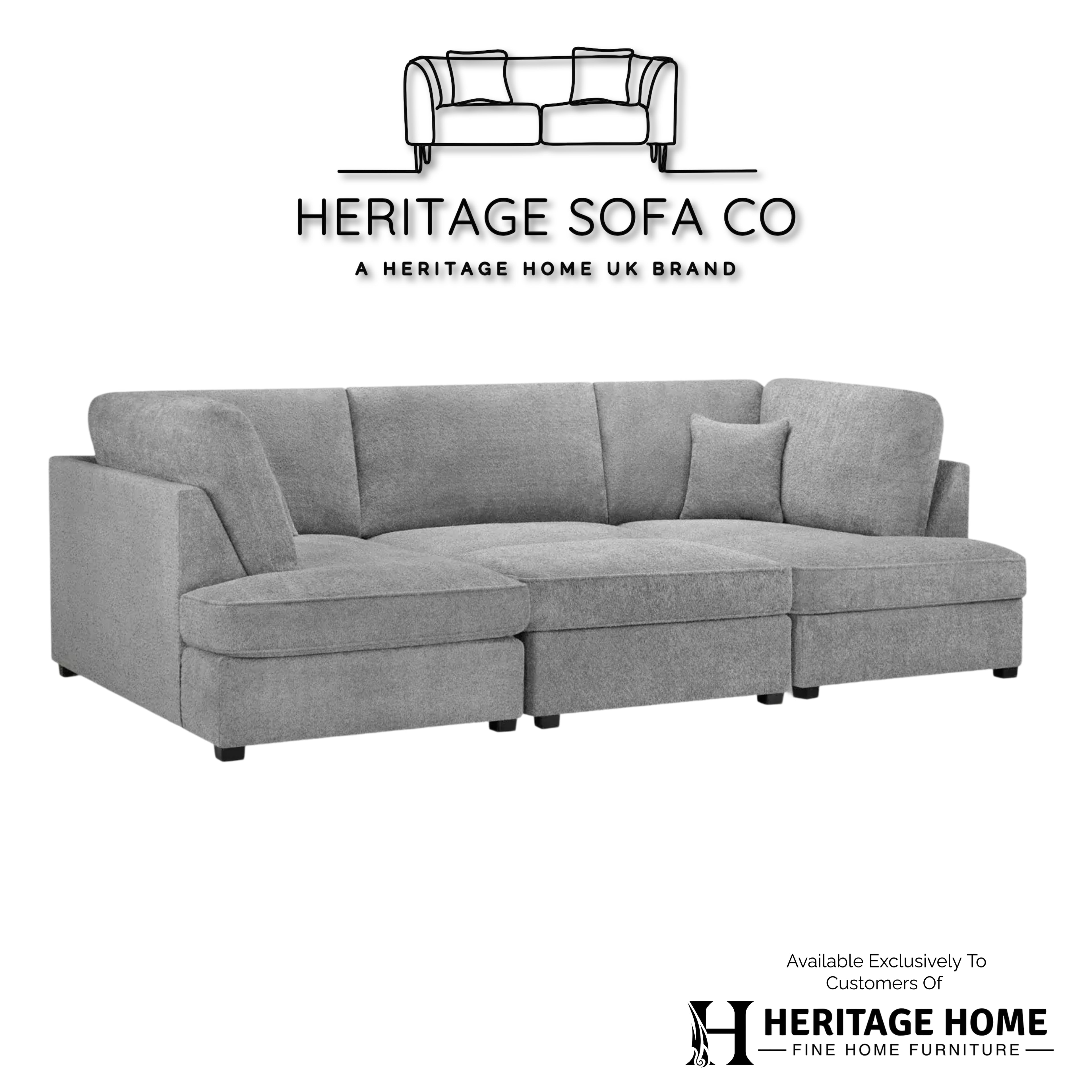 Valencia Cinema U-Shape Sofa In Boucle Grey