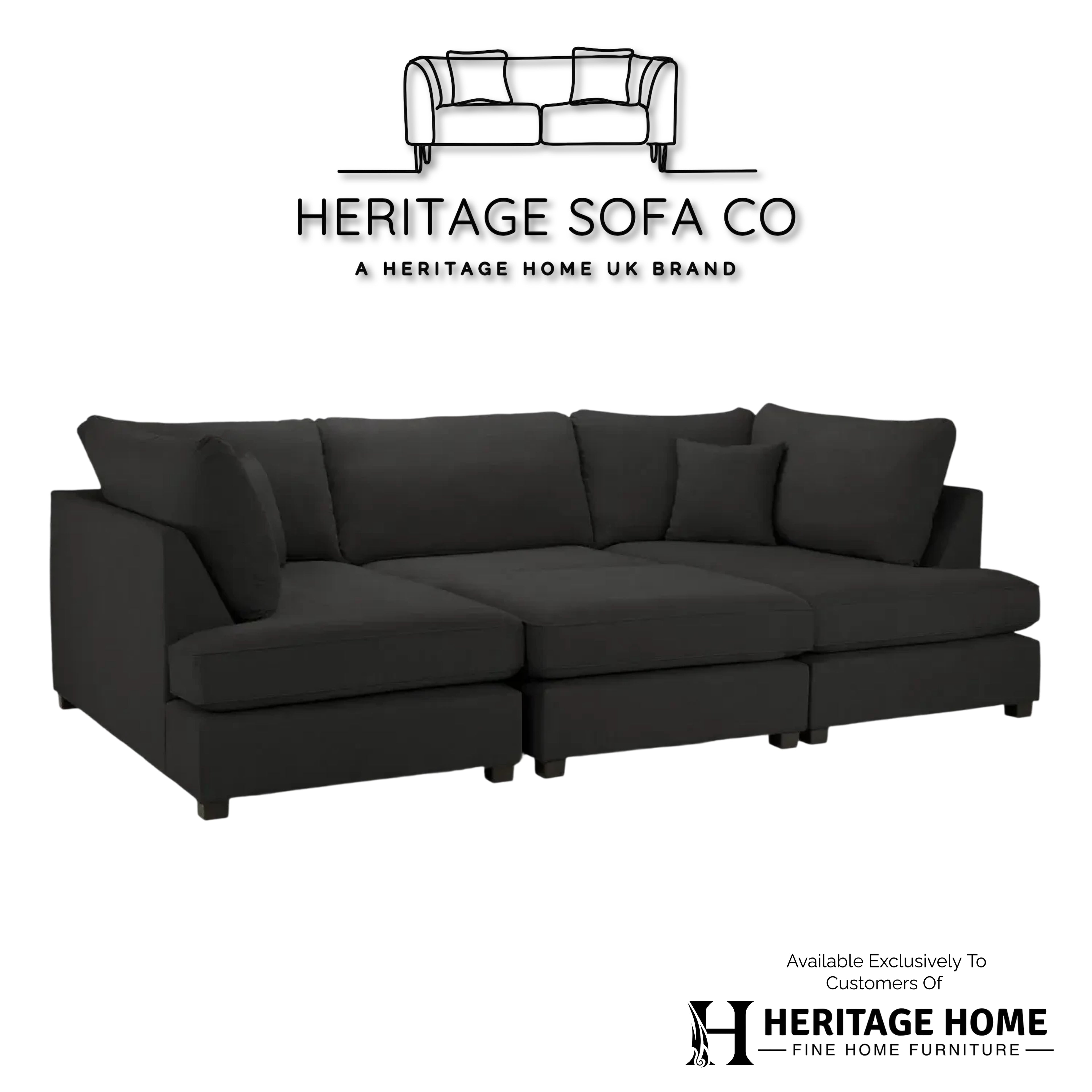 Valencia Cinema U-Shape Sofa In Black