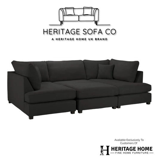 Valencia Cinema U-Shape Sofa In Black