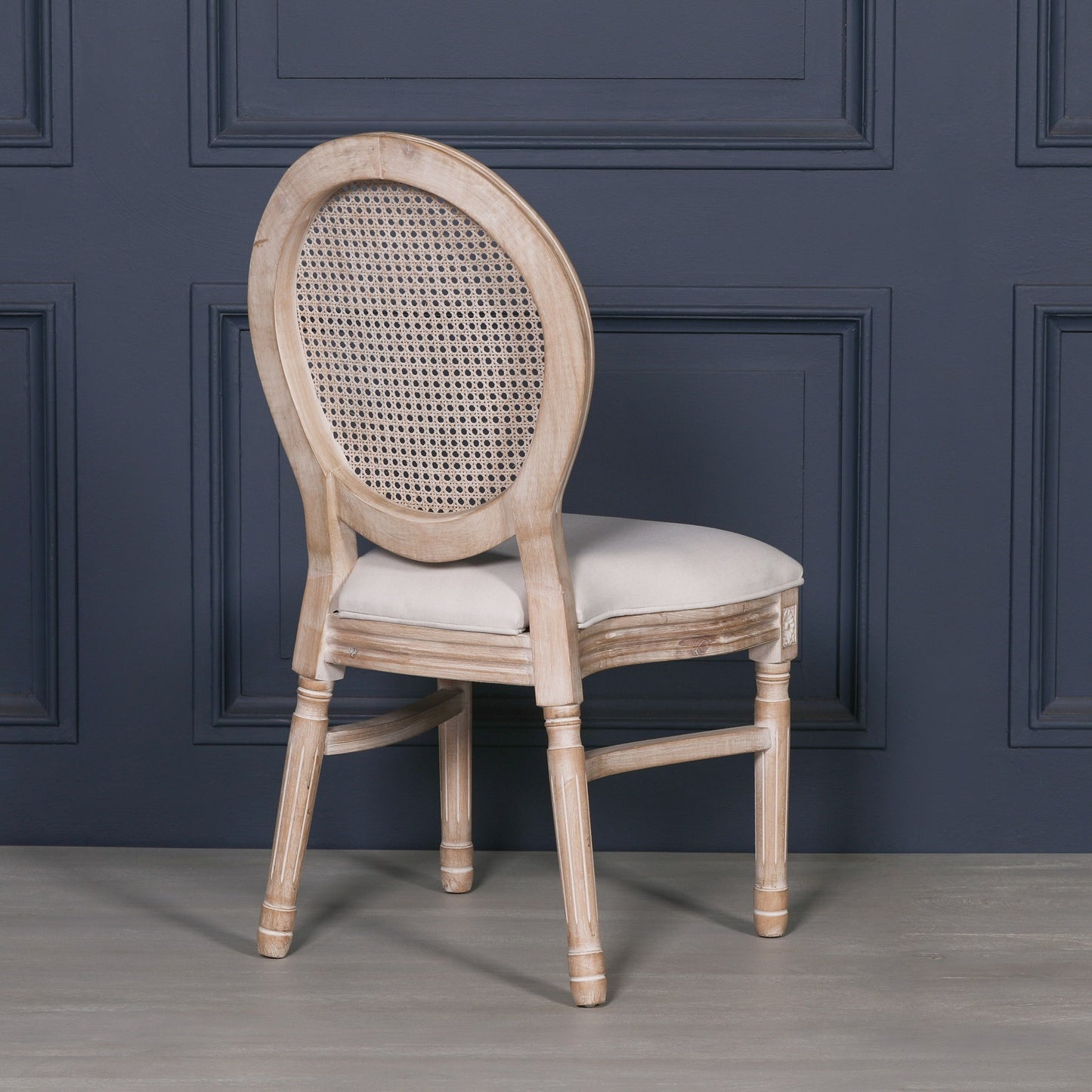 Light Wooden Louis Upholstered Dining Chair