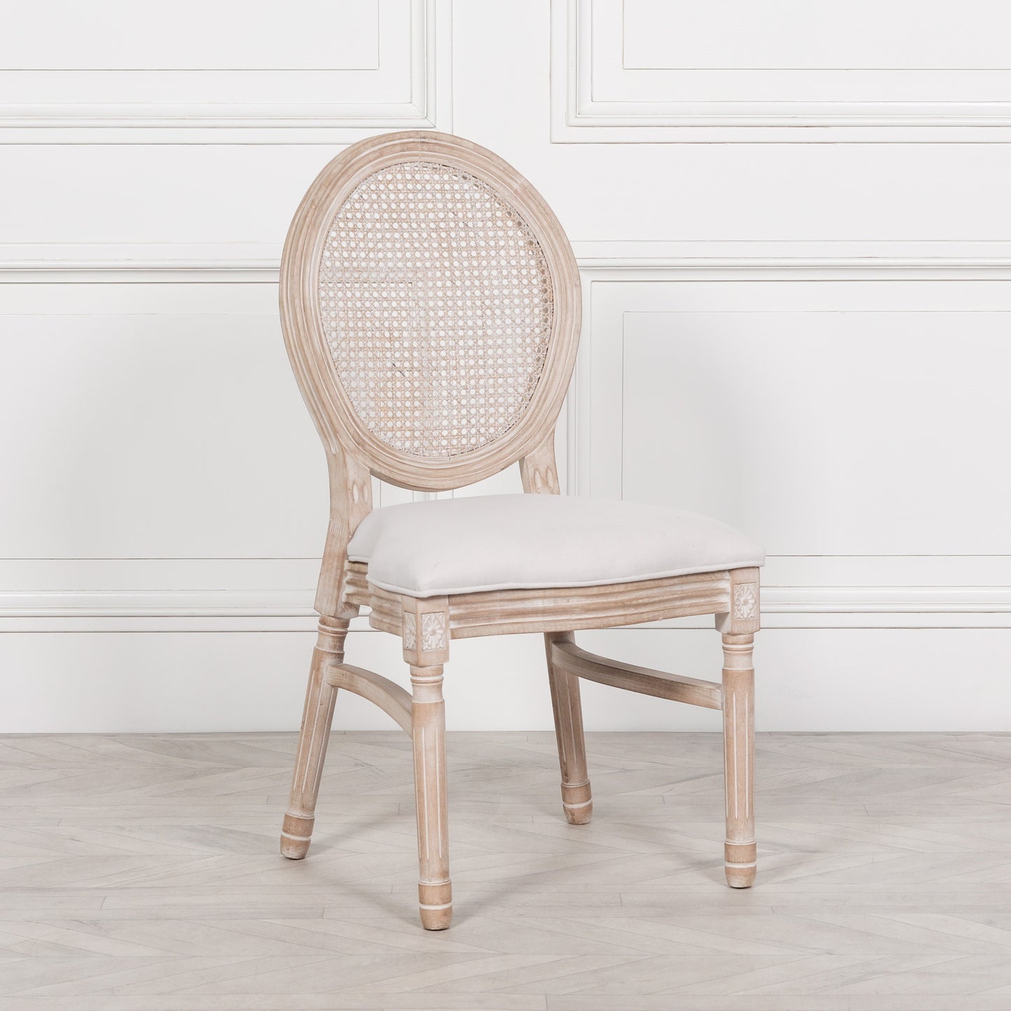 Light Wooden Louis Upholstered Dining Chair