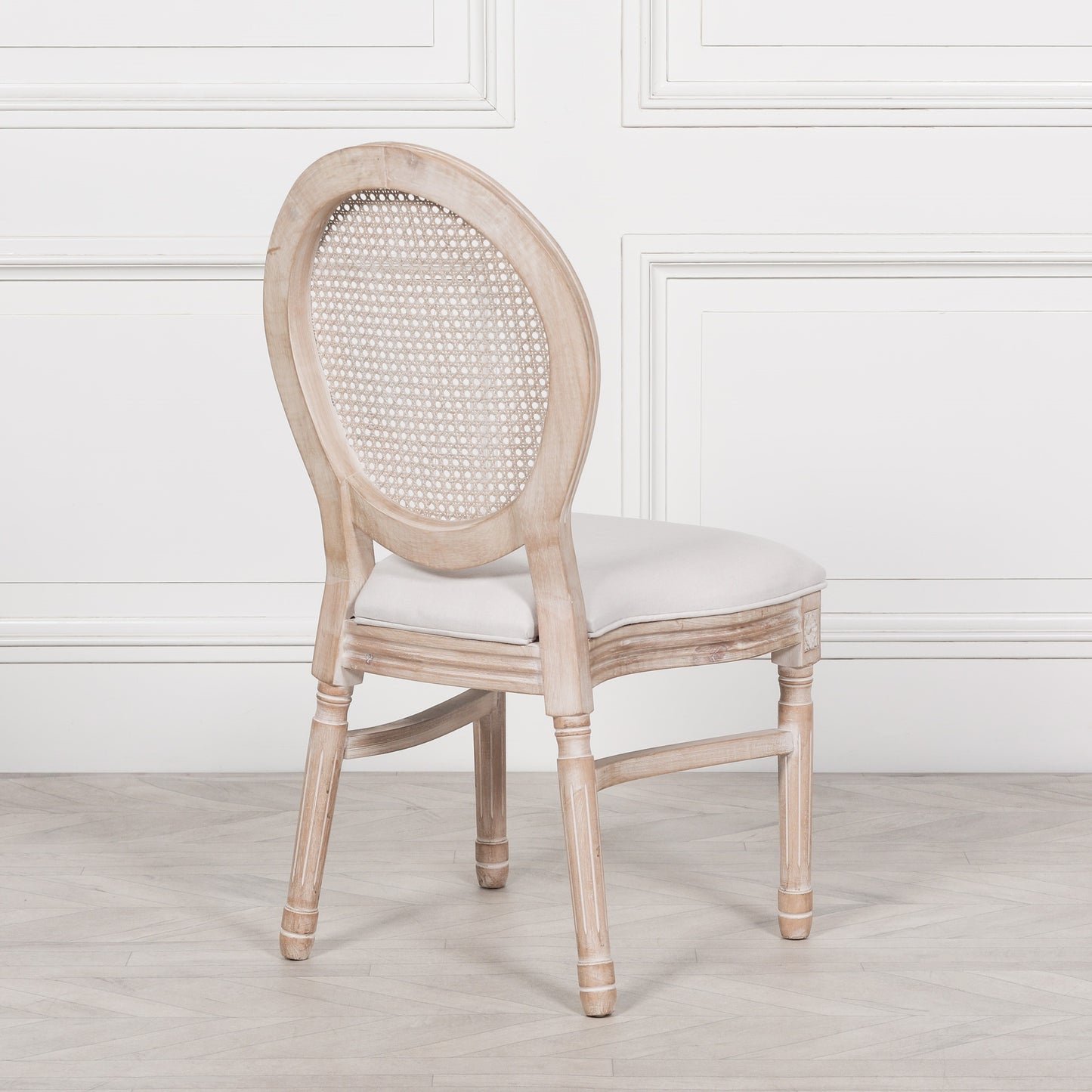 Light Wooden Louis Upholstered Dining Chair