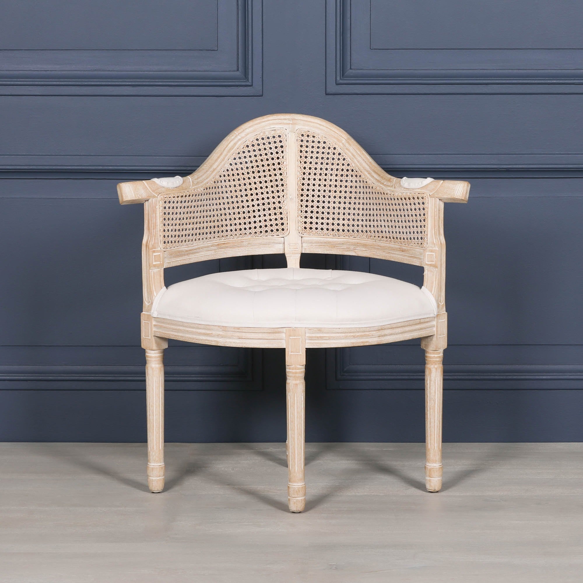 Wooden Louis Upholstered Corner Chair