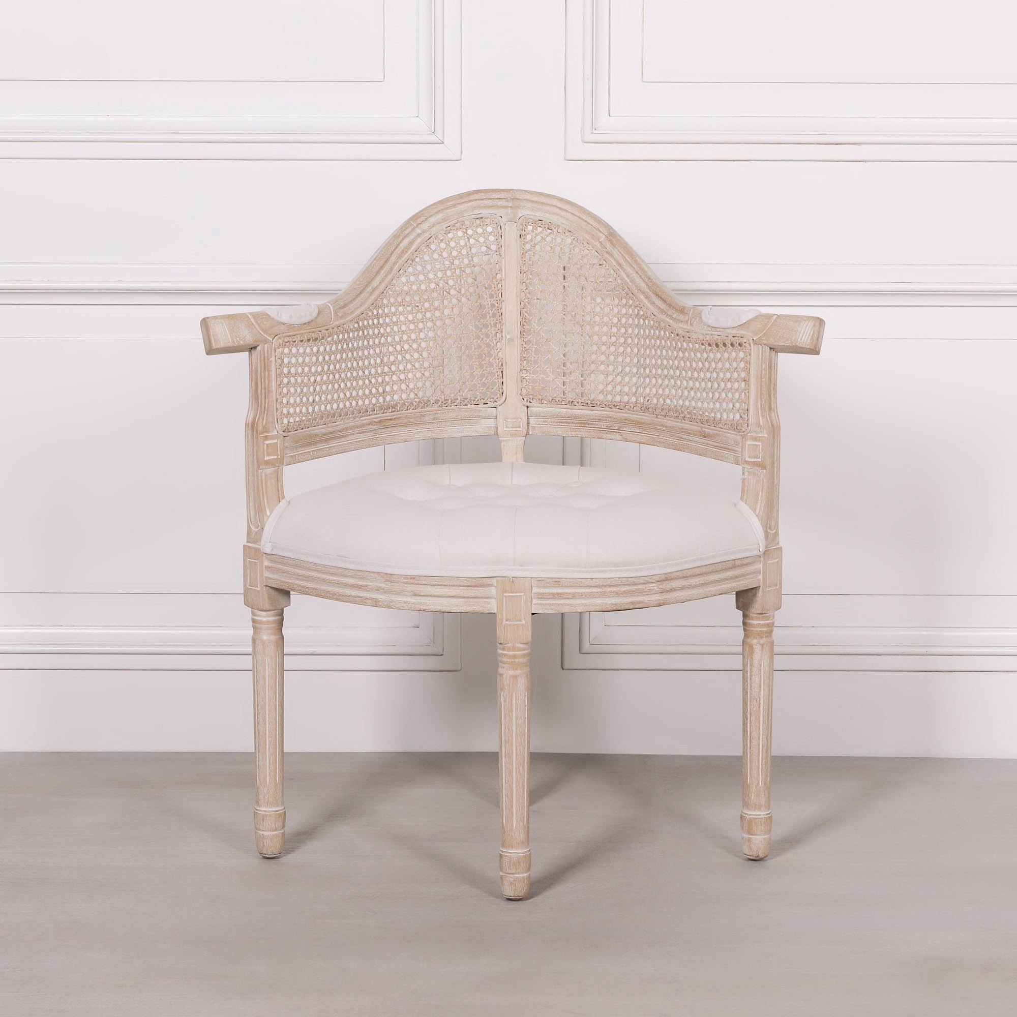 Wooden Louis Upholstered Corner Chair