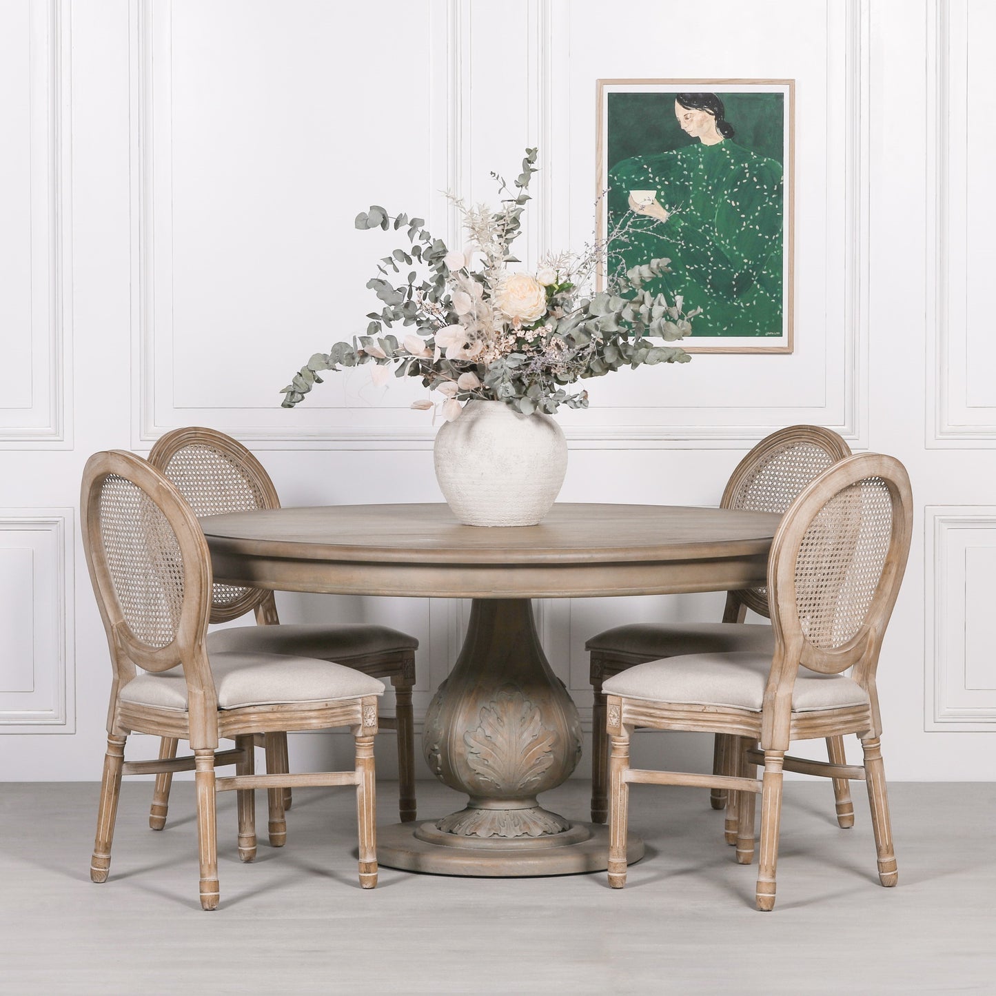 Rustic Washed 150cm Round Acorn Dining Table