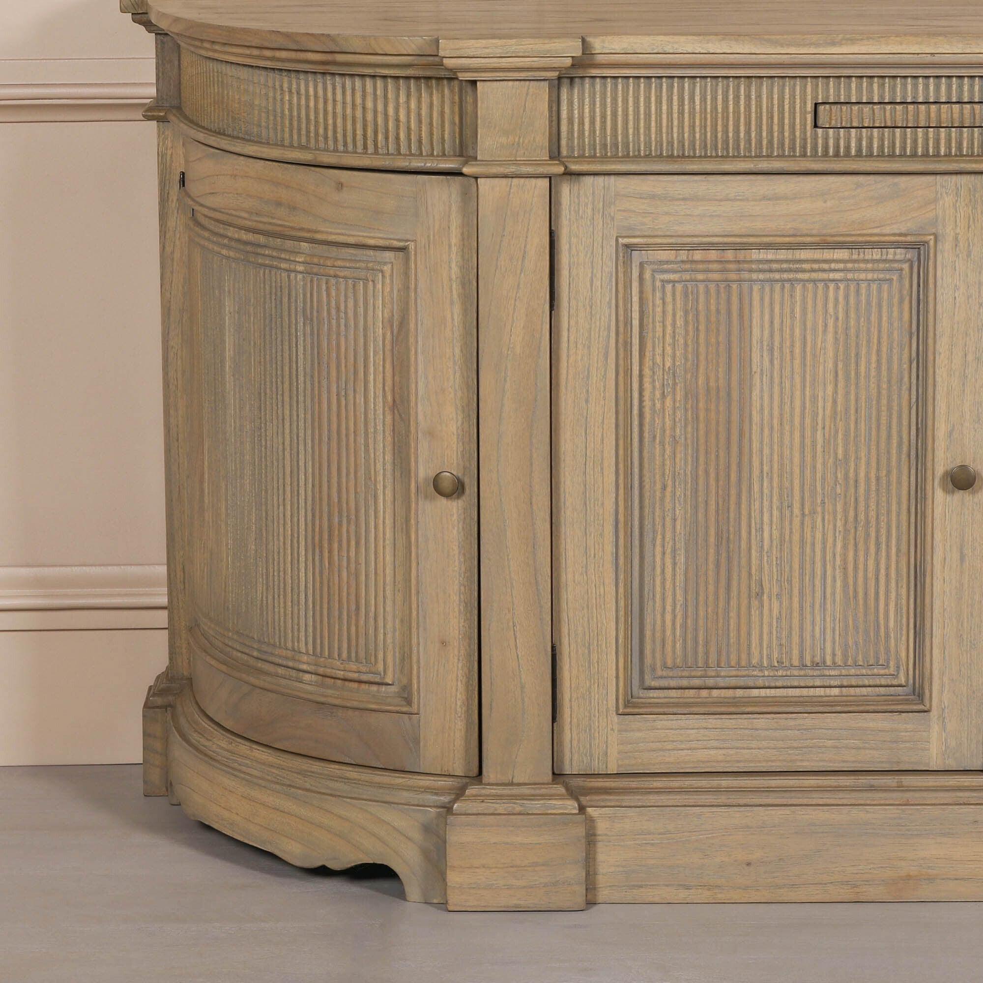 Rustic Wooden Fluted Buffet Sideboard