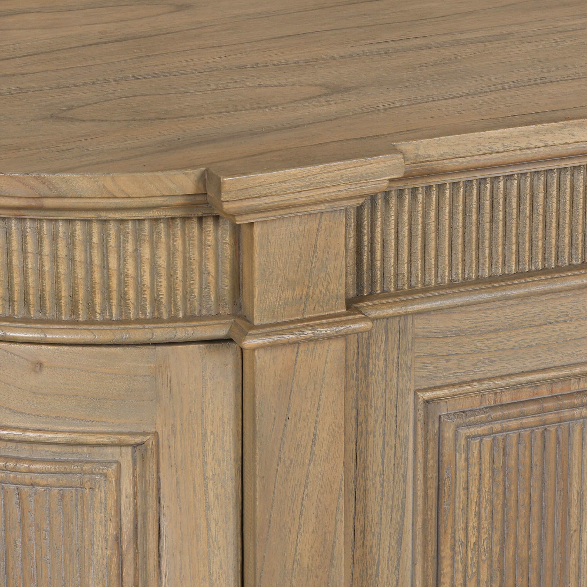 Rustic Wooden Fluted Buffet Sideboard