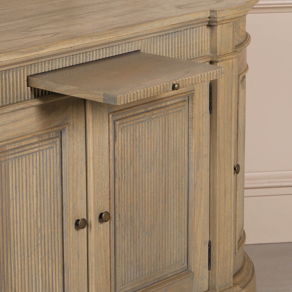 Rustic Wooden Fluted Buffet Sideboard
