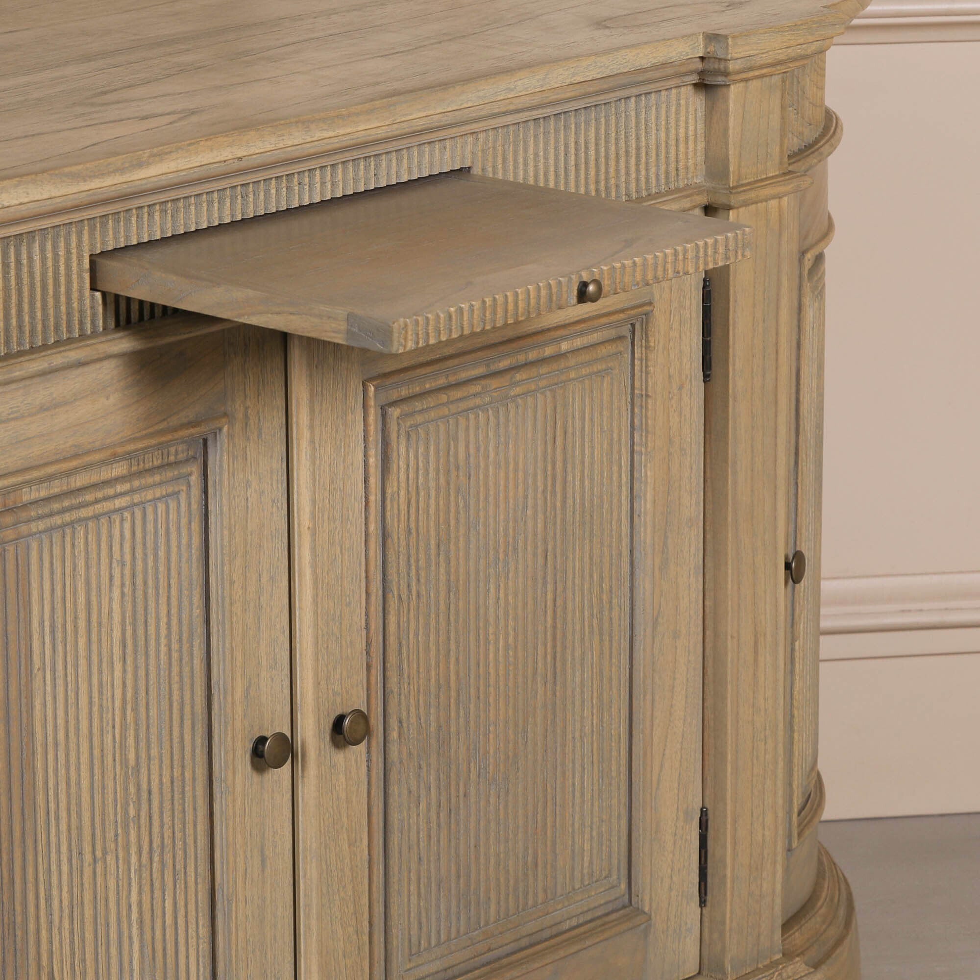 Rustic Wooden Fluted Buffet Sideboard