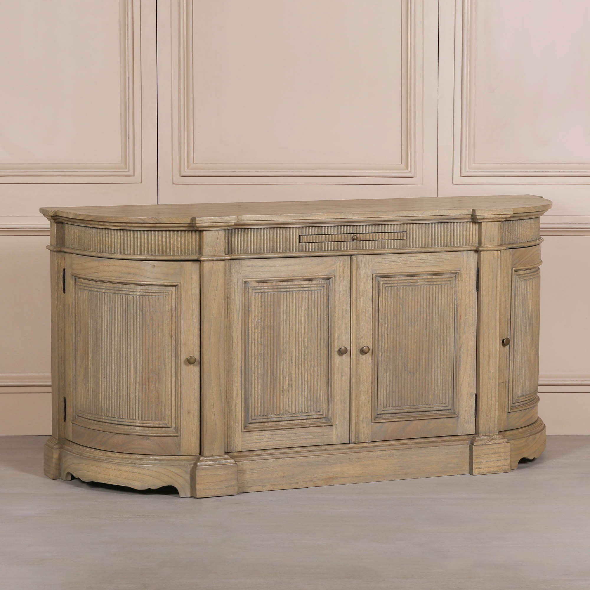 Rustic Wooden Fluted Buffet Sideboard