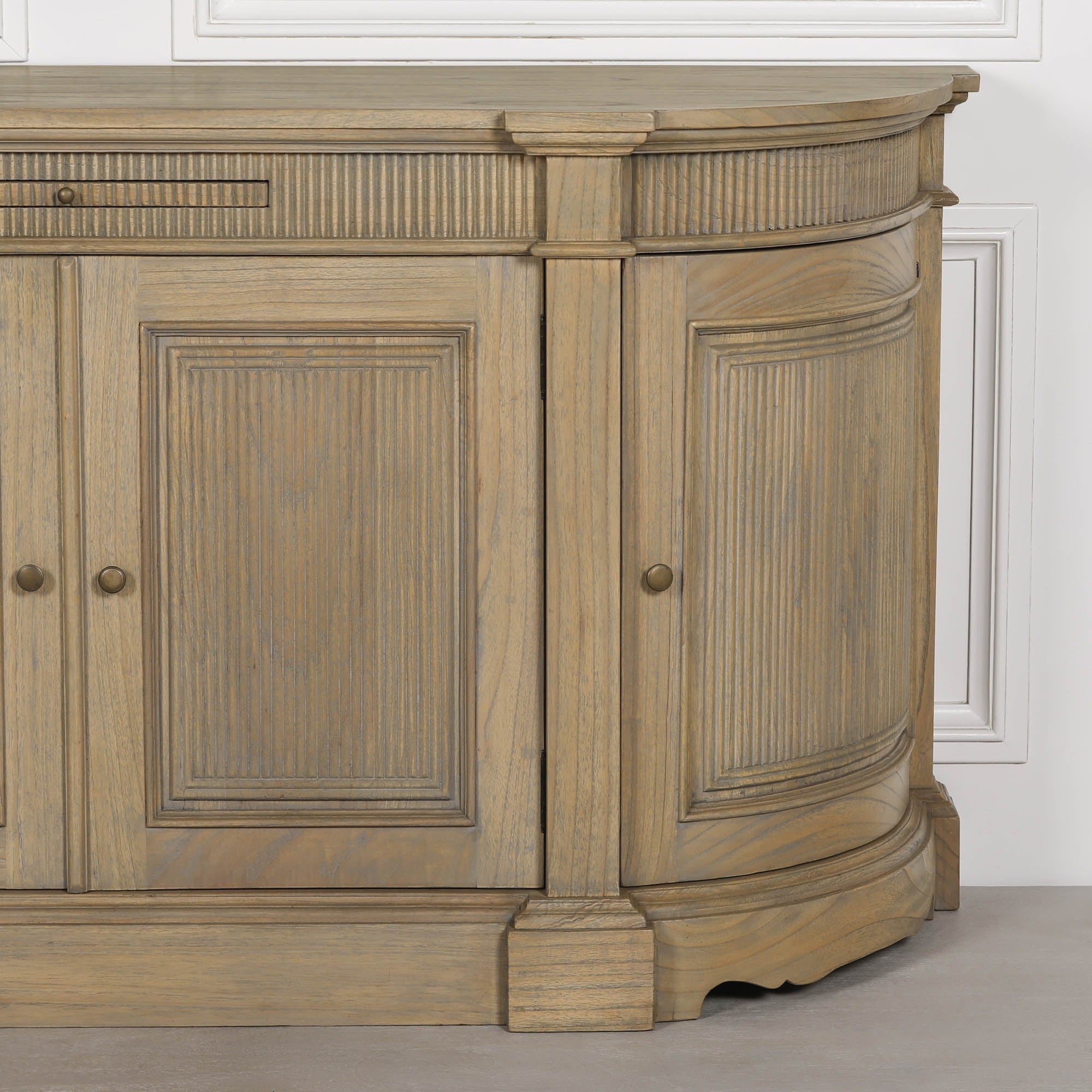 Rustic Wooden Fluted Buffet Sideboard