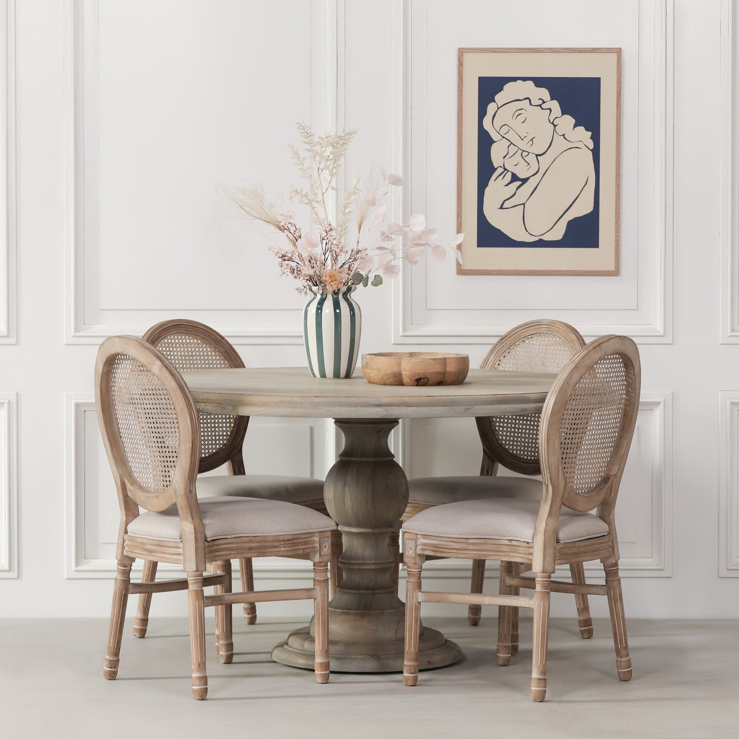 Rustic Wooden Round Dining Table 162cm