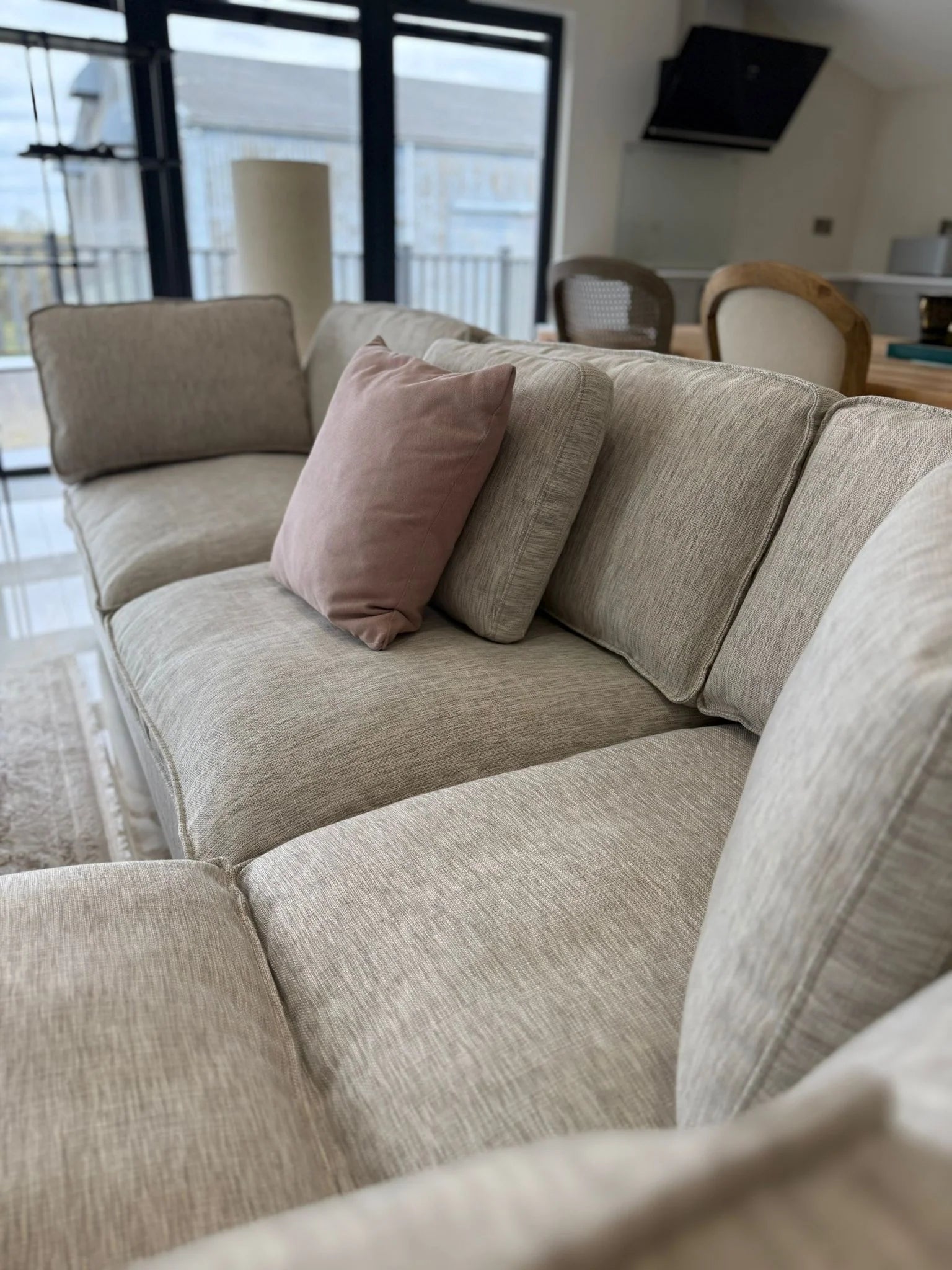Santorini Large Corner Sofa with Footstool in Grey