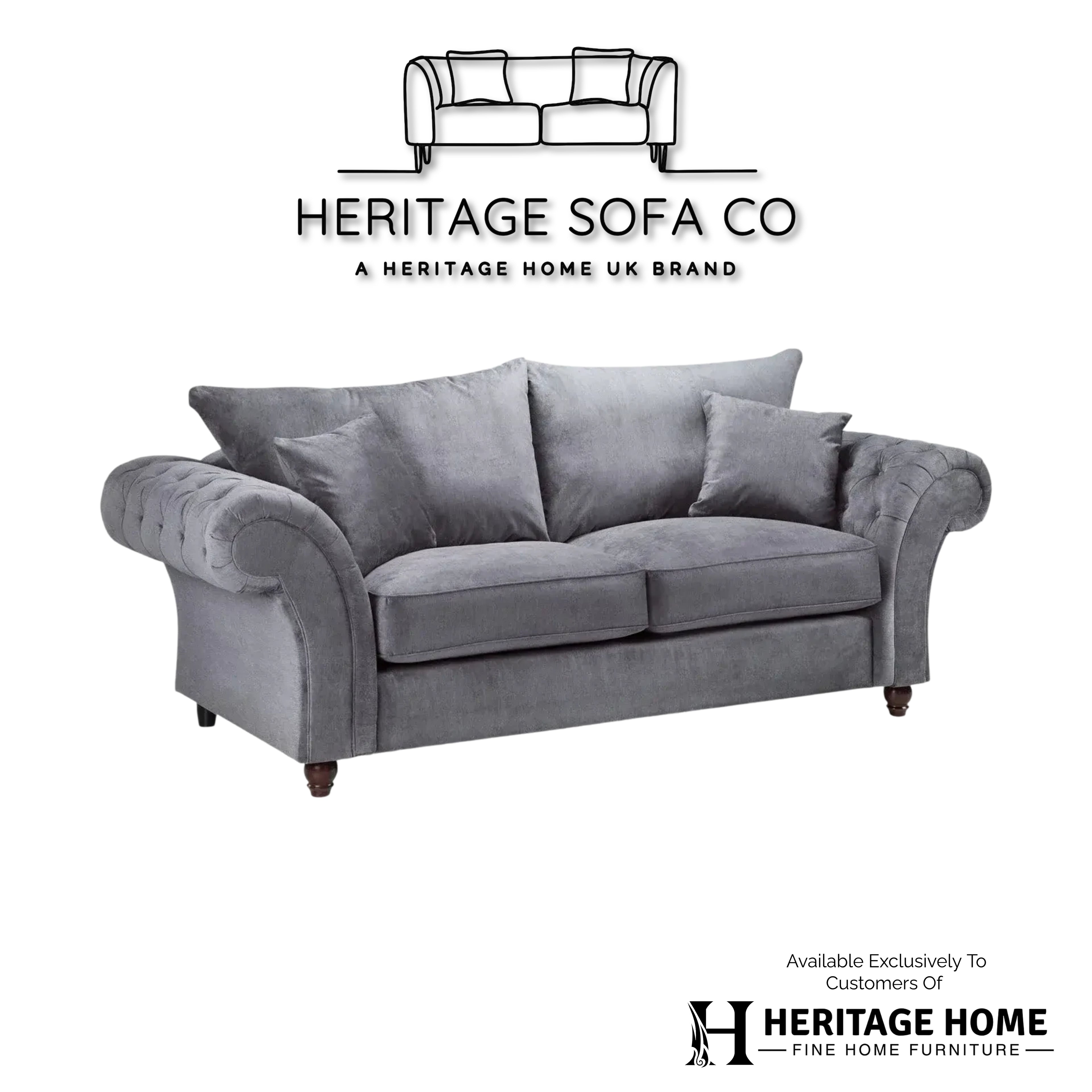 The Windsor 3 Seater Sofa In Grey