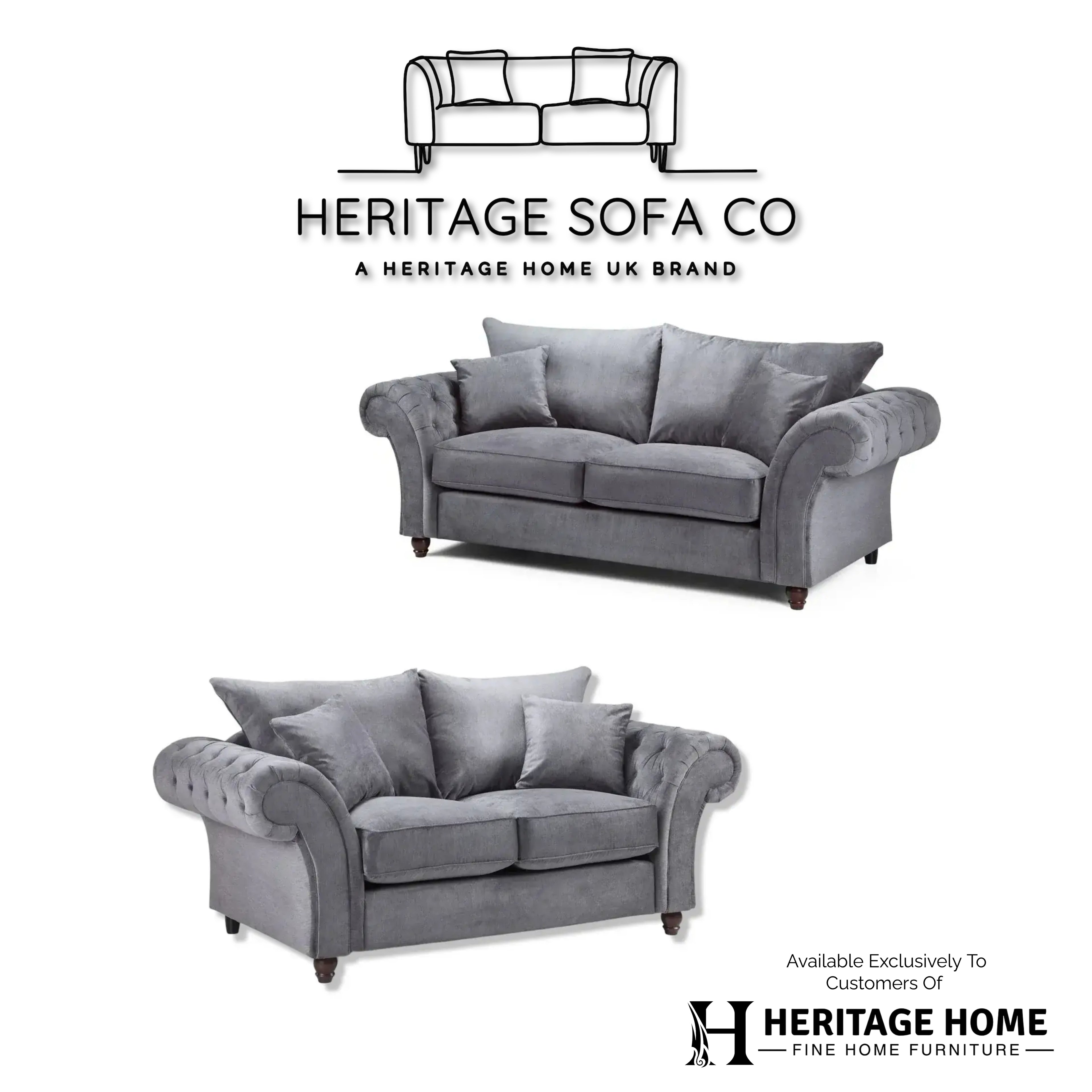 Windsor 3 And 2 Seater Set Grey