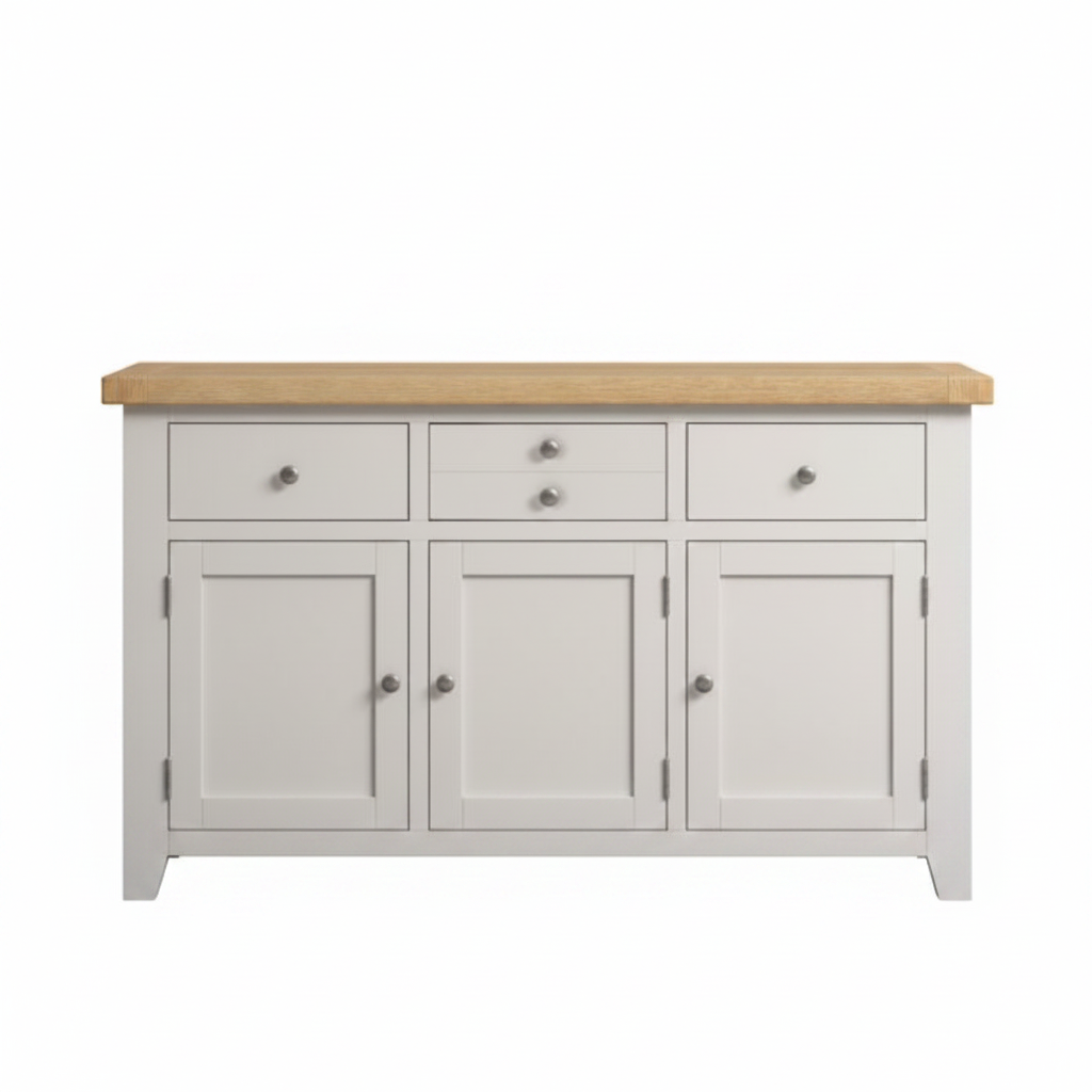 Windsor 3 Door 3 Drawer Sideboard - Ivory/Oak