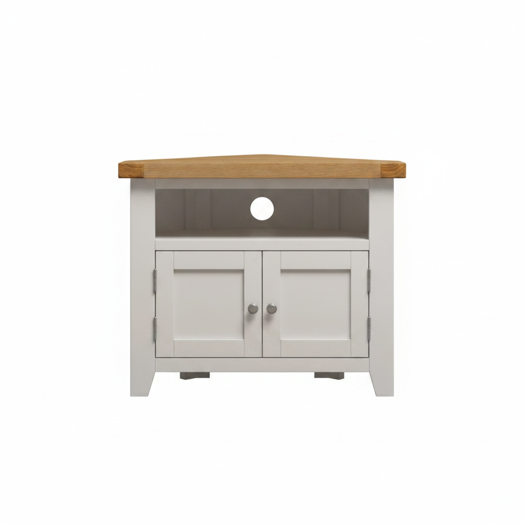 Windsor Corner TV Unit - Ivory/Oak