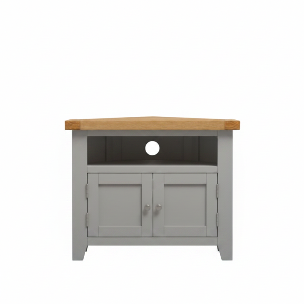 Windsor Corner TV Unit - Pebble Grey/Oak