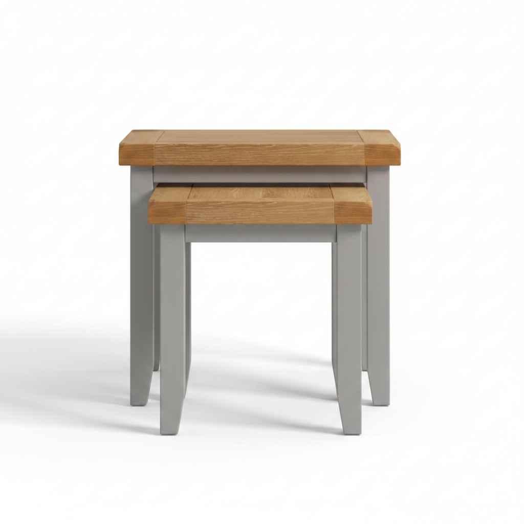 Windsor Nest Of 2 Tables - Pebble Grey/Oak