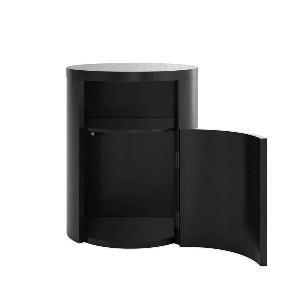 Harry Christian Home Black Cylindrical Bedside Cabinet