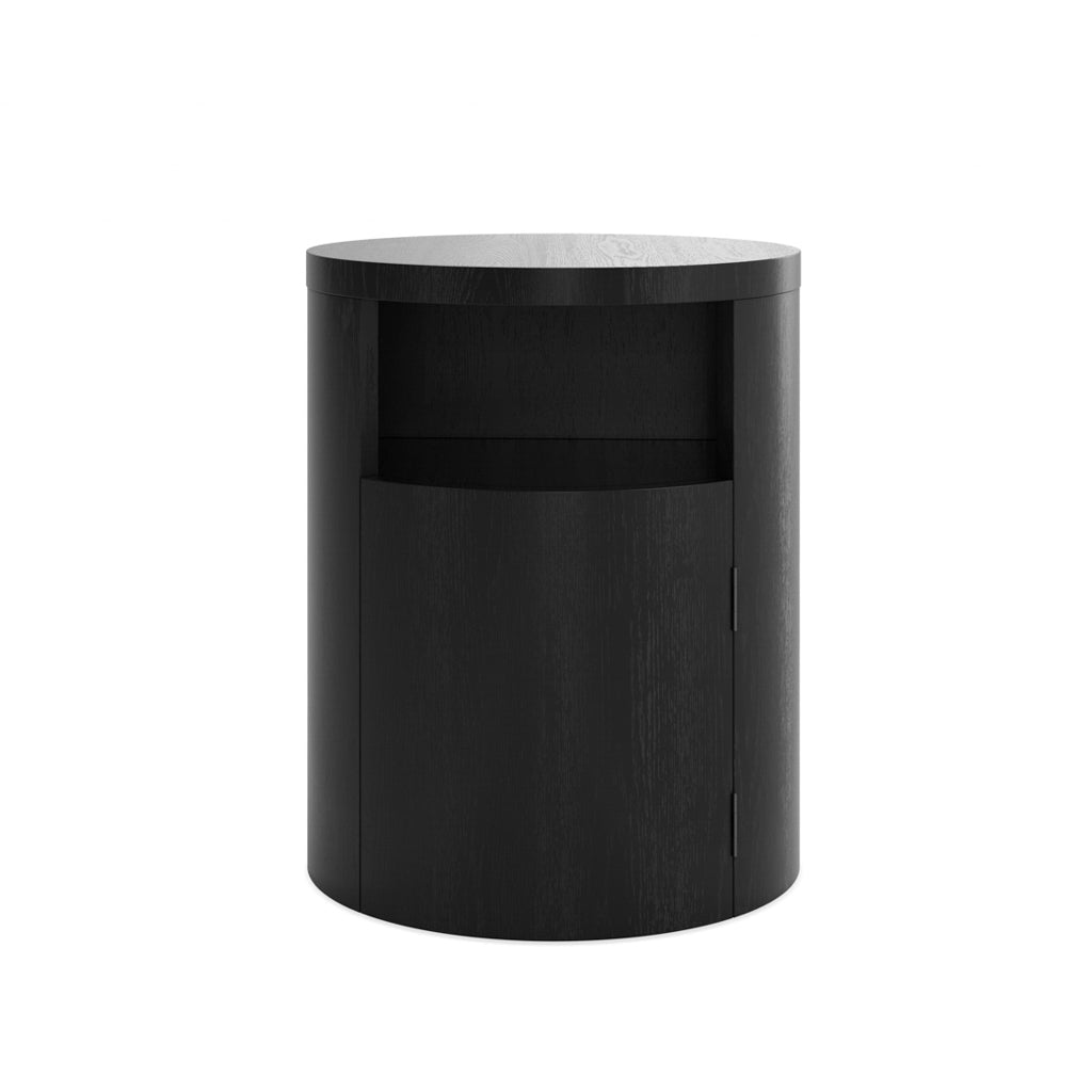 Harry Christian Home Black Cylindrical Bedside Cabinet