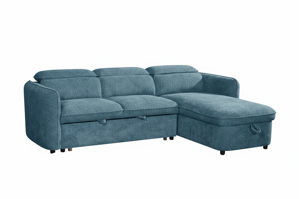 Capri Universal Corner Sofabed With Storage in blue