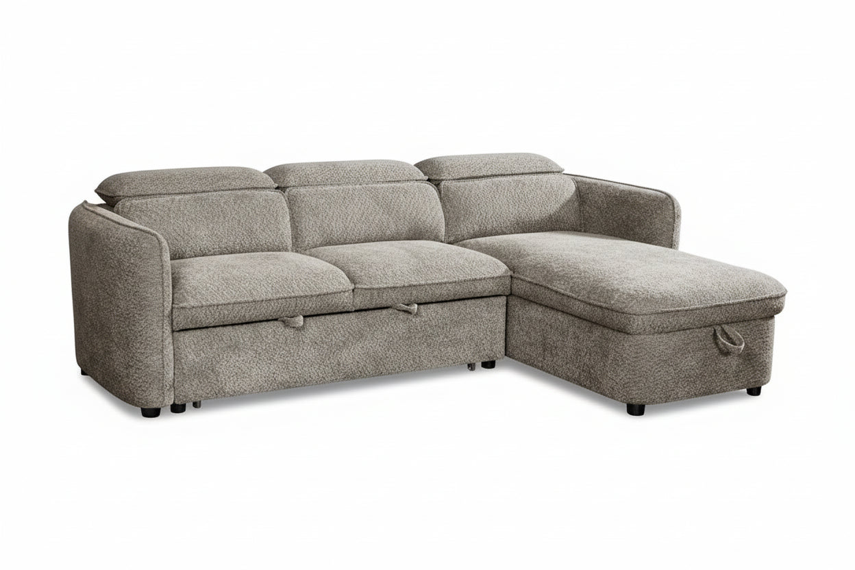 Capri Universal Corner Sofabed With Storage in Grey