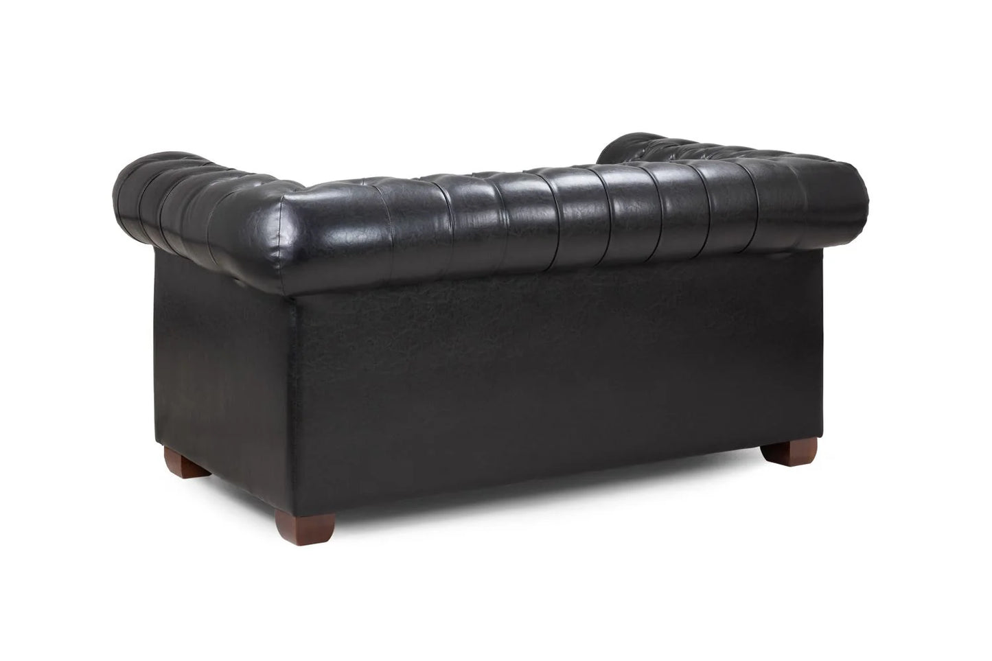 2 Seater Black Leather Chesterfield Sofa