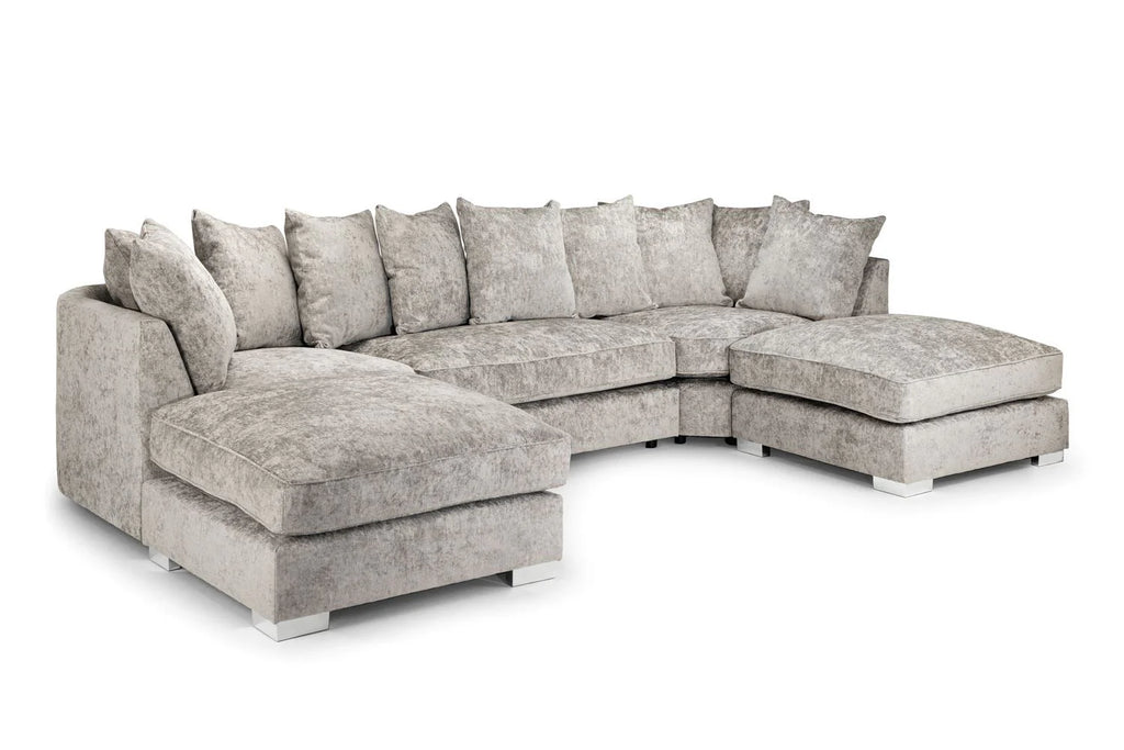 The Olivia U-Shape Sofa In Truffle Scatter-back Model