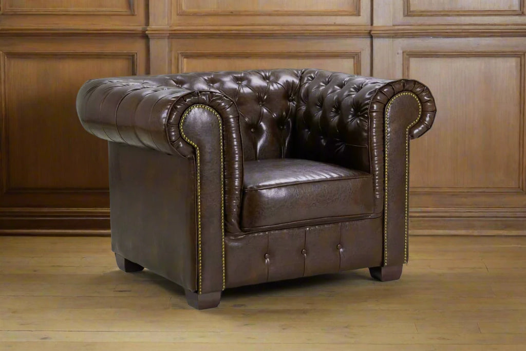 antique brown leather chesterfield armchair heritage home uk