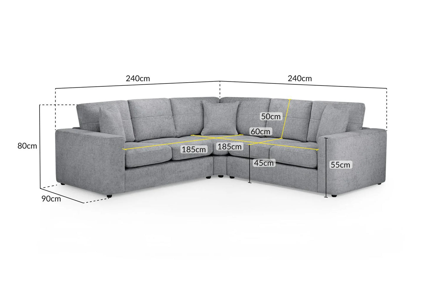 The Chestnut Large Corner Sofa In Grey