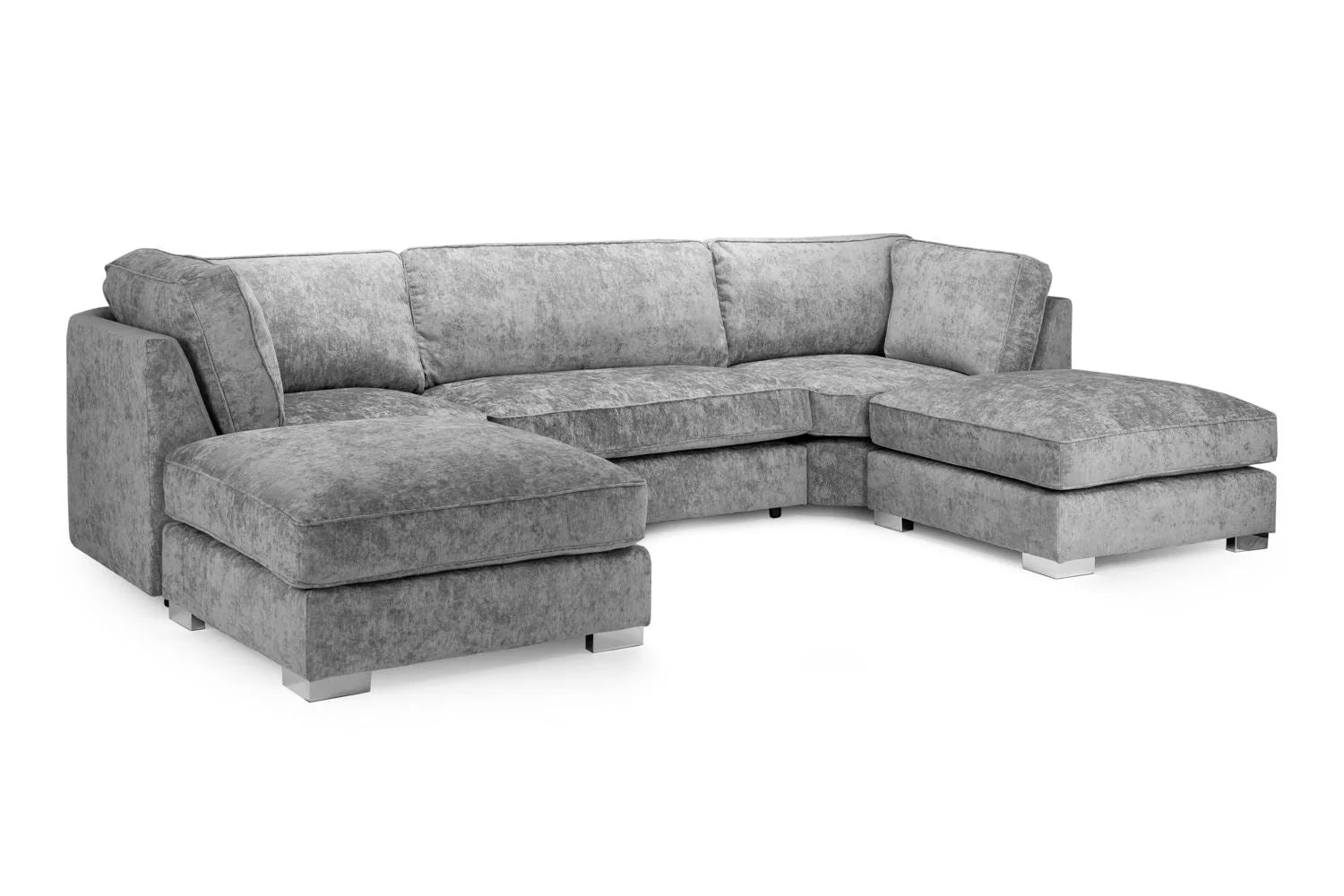 The Olivia U-Shape Sofa In Platinum Full-back Model