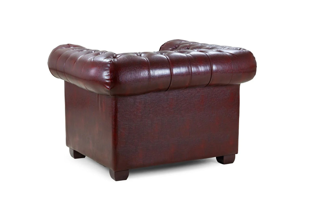 The Lancaster Chesterfield Armchair In Oxblood Red Leather