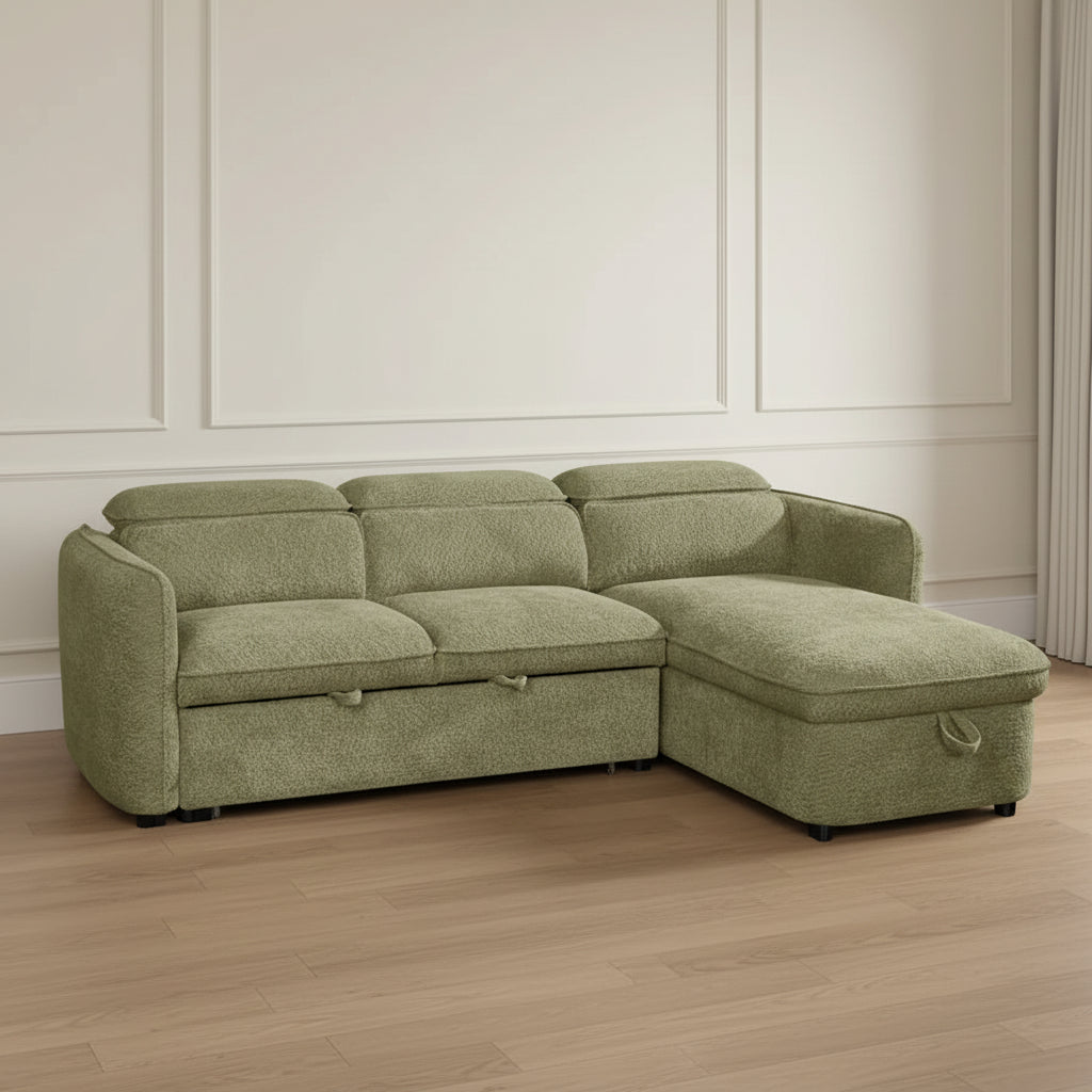 capri universal corner sofa bed in green heritage home uk