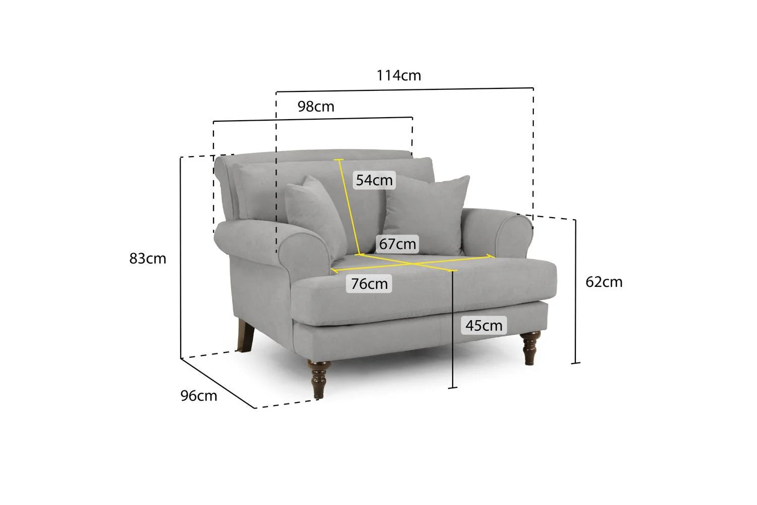 The Sandringham Love Seat Style Armchair In Grey