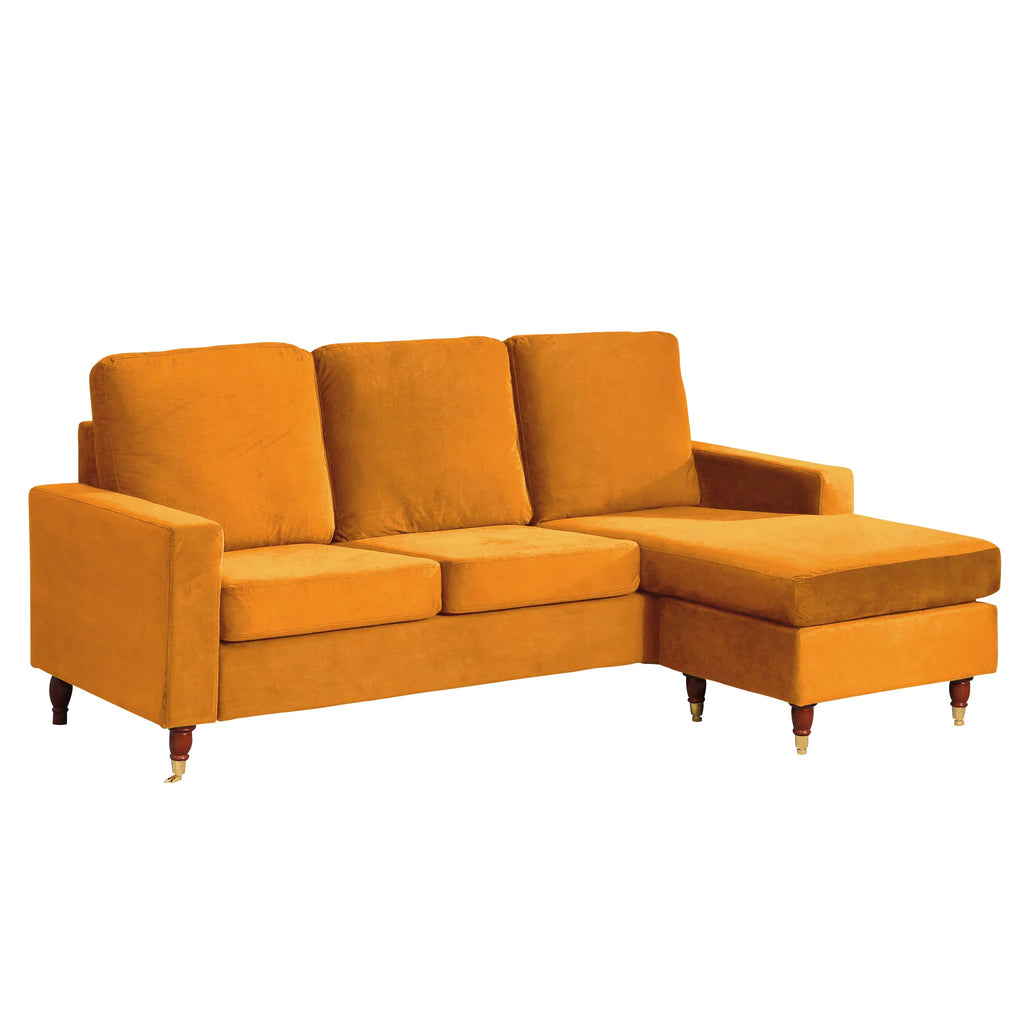 Orange Velvet Universal Corner Sofa