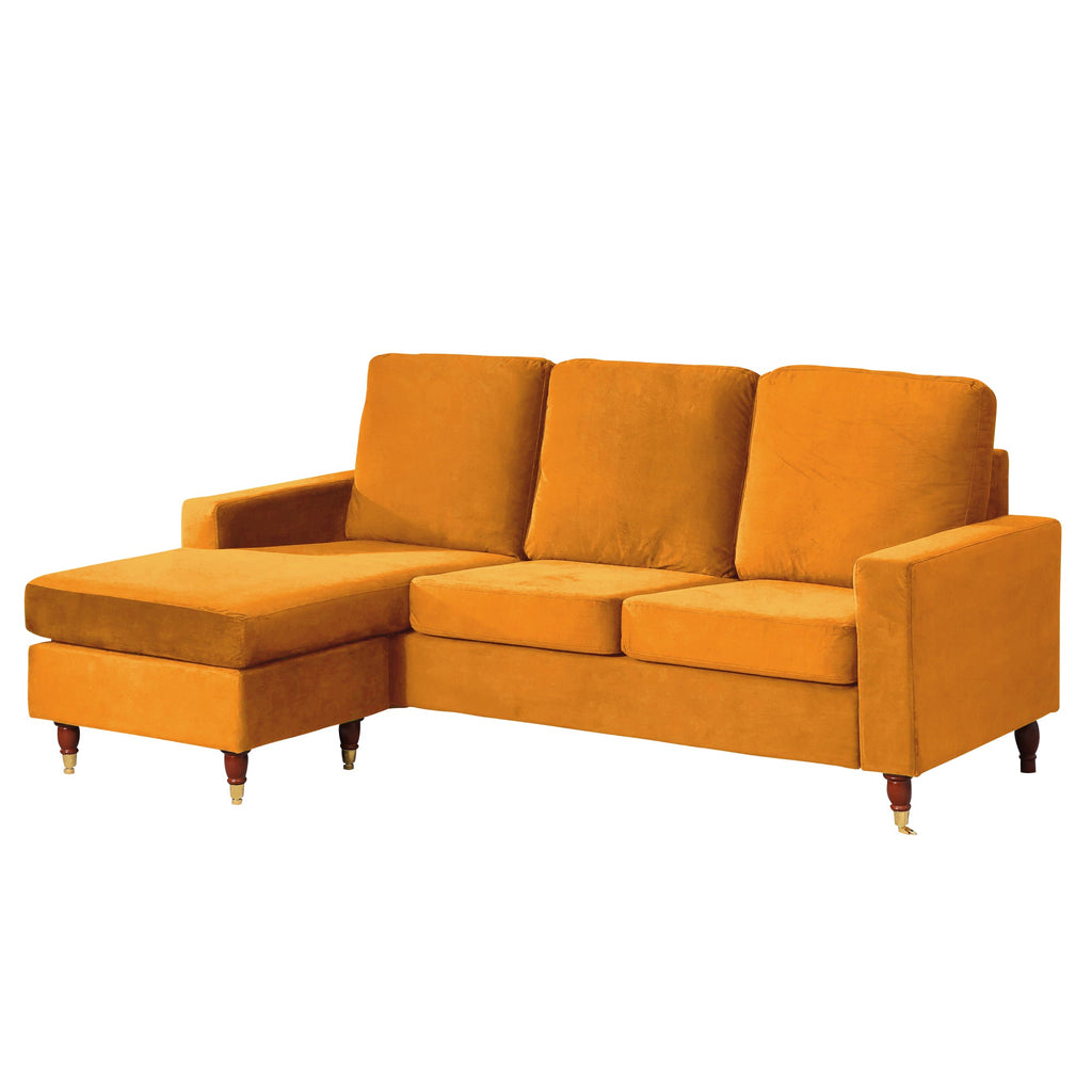 Orange Velvet Universal Corner Sofa
