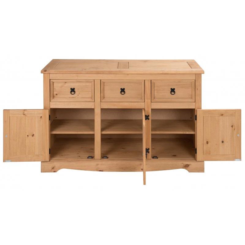 cotswold waxed pine sideboard open doors Heritage Home UK