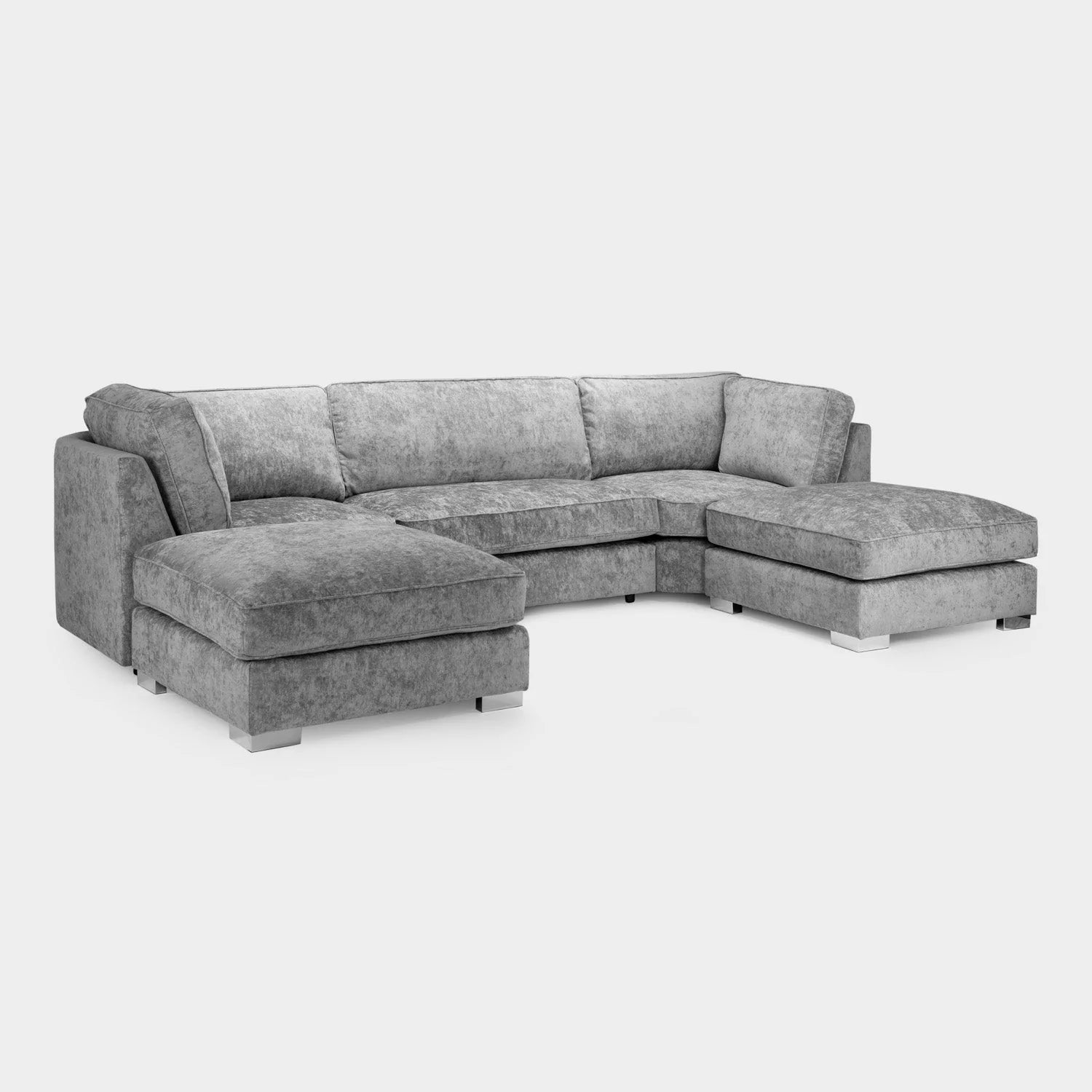 The Olivia U-Shape Sofa In Platinum Full-back Model
