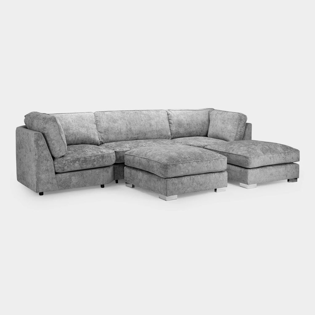 The Olivia U-Shape Sofa In Platinum Full-back Model