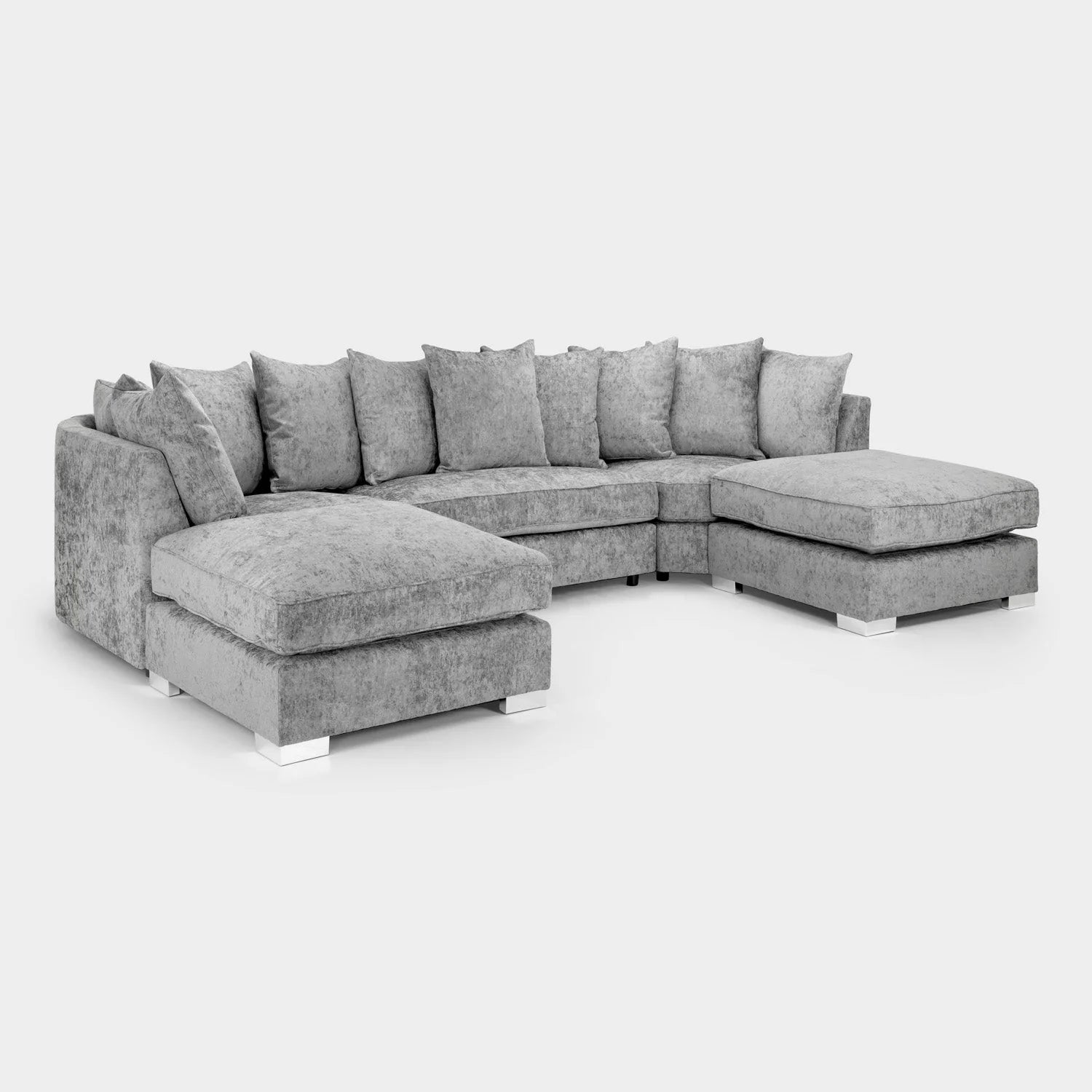 The Olivia U-Shape Sofa In Platinum Scatter-back Model