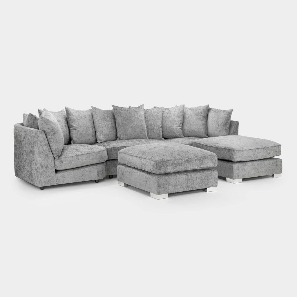 The Olivia U-Shape Sofa In Platinum Scatter-back Model