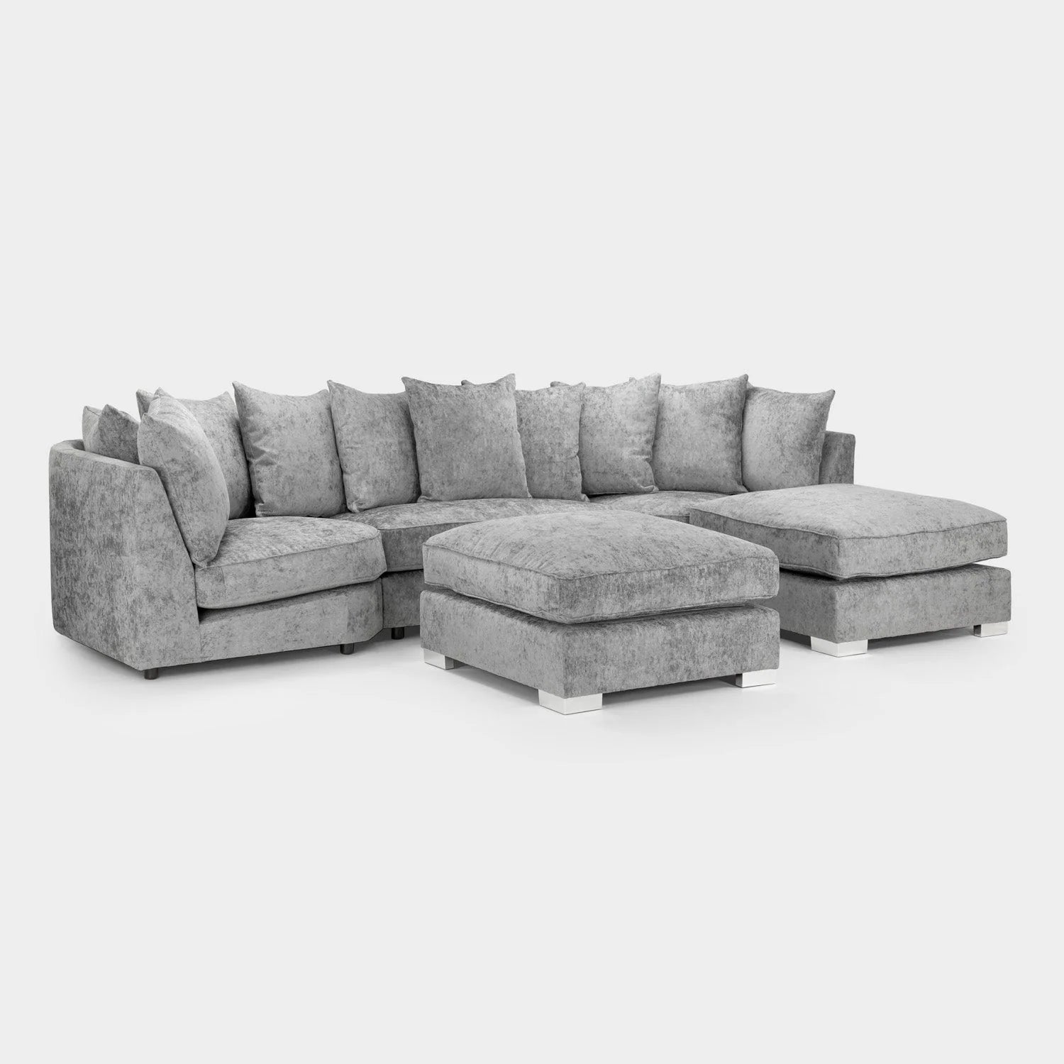 The Olivia U-Shape Sofa In Platinum Scatter-back Model