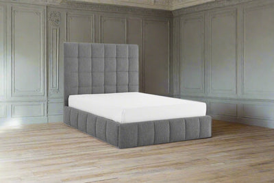 grey boucle upholstered kingsize bed heritage home uk