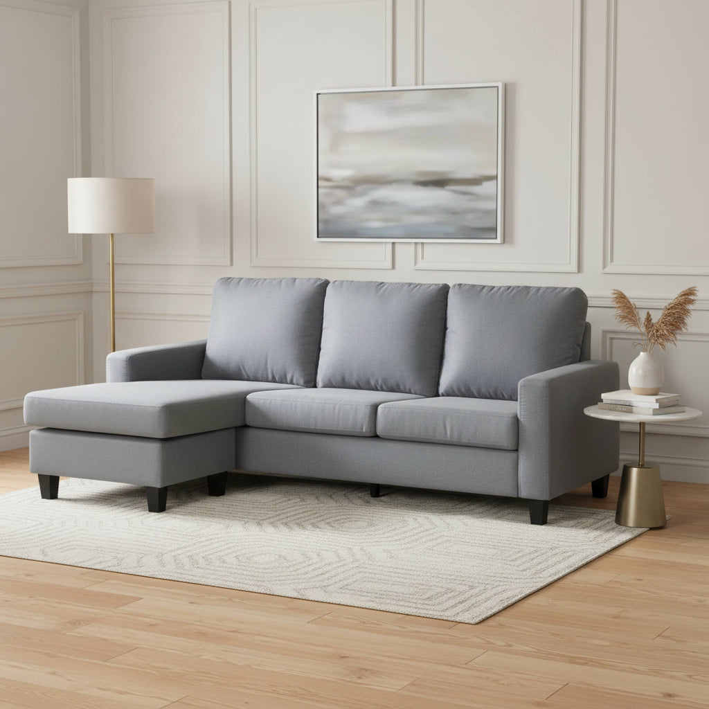 light grey fabric universal corner sofa