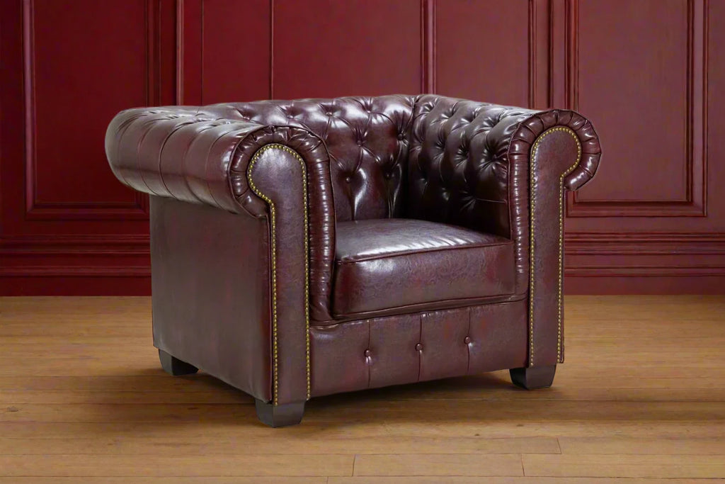 oxblood red chesterfield armchair heritage home uk