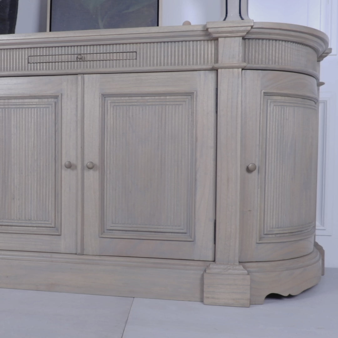 Rustic Wooden Fluted Buffet Sideboard