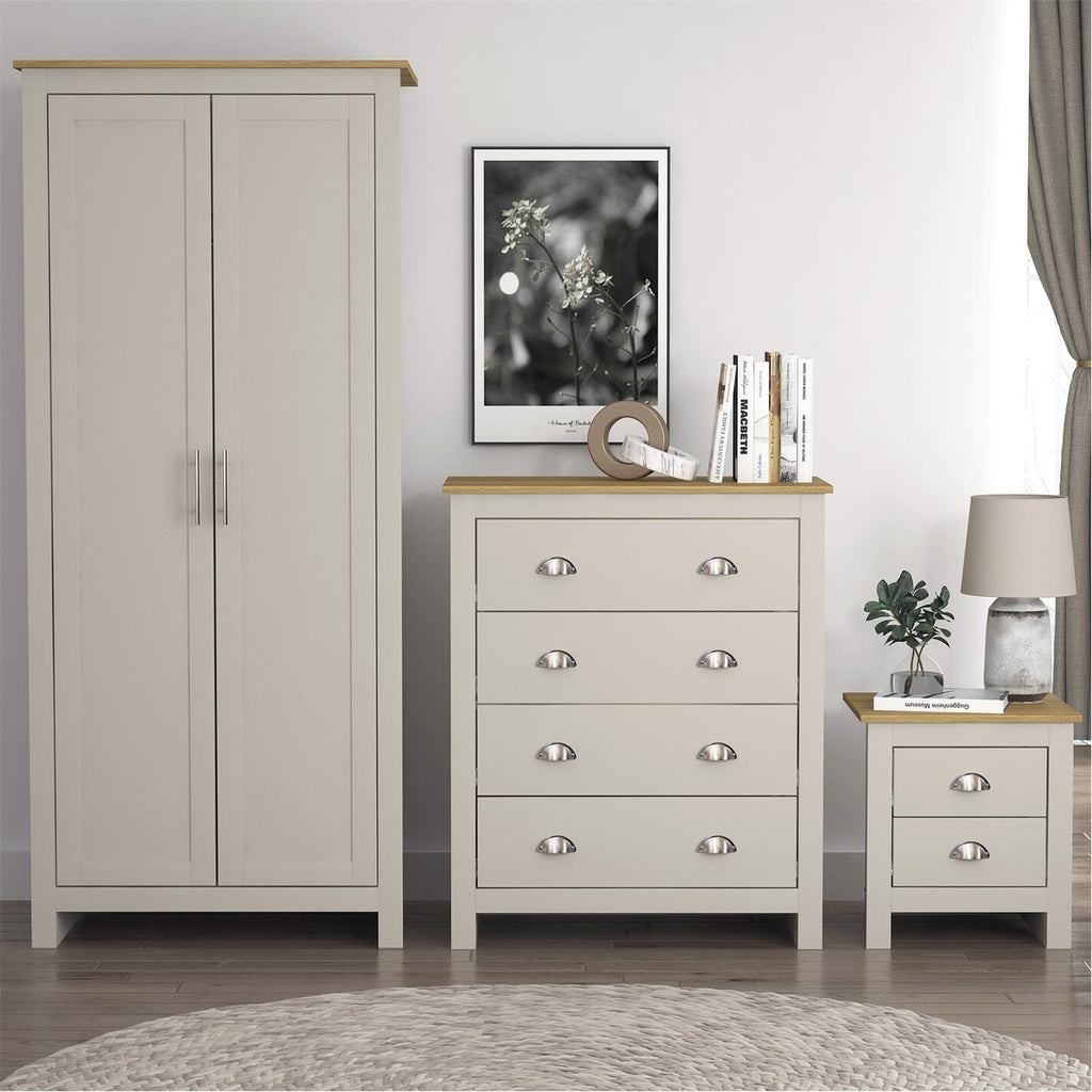 Harry Christian Home Grey And Oak Three Piece Bedroom Furniture Set